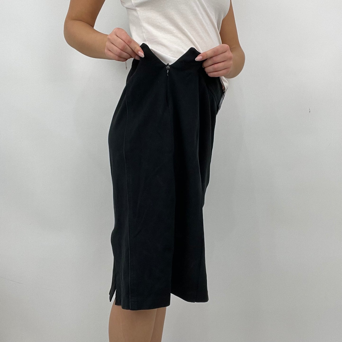 QUIET LUXURY DROP | large black belted midi skirt