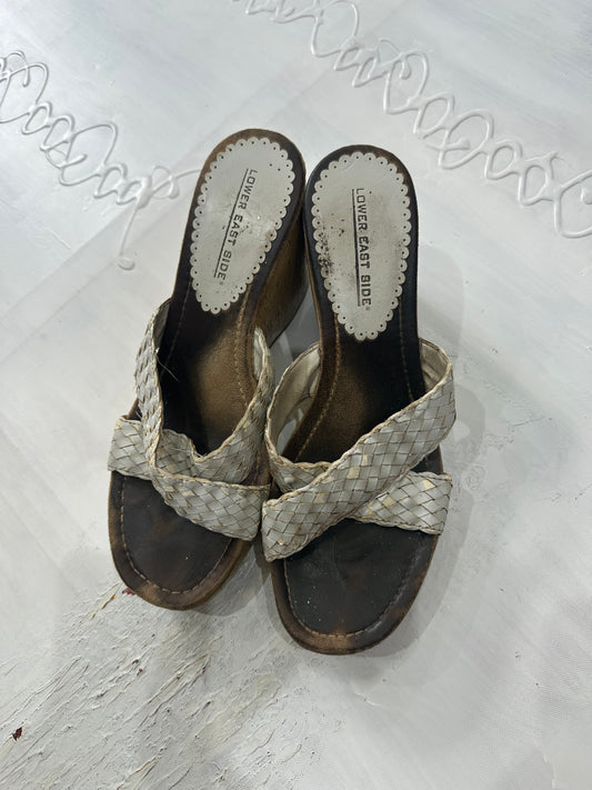 spring edit | ⭐️UK7 white and brown wedge heeled sandals