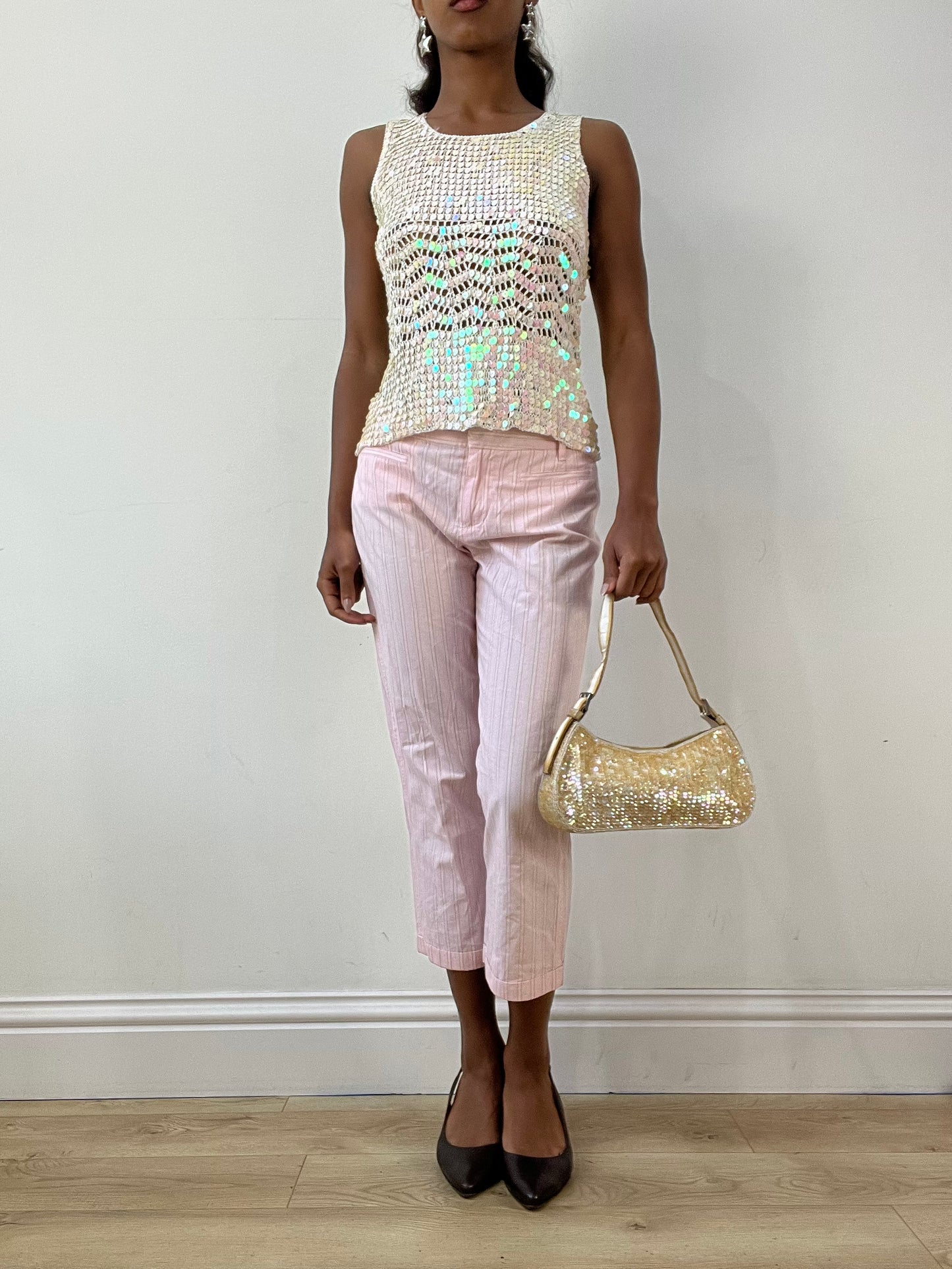 BEST PICKS | yellow mini shoulder bag with iridescent sequins throughout
