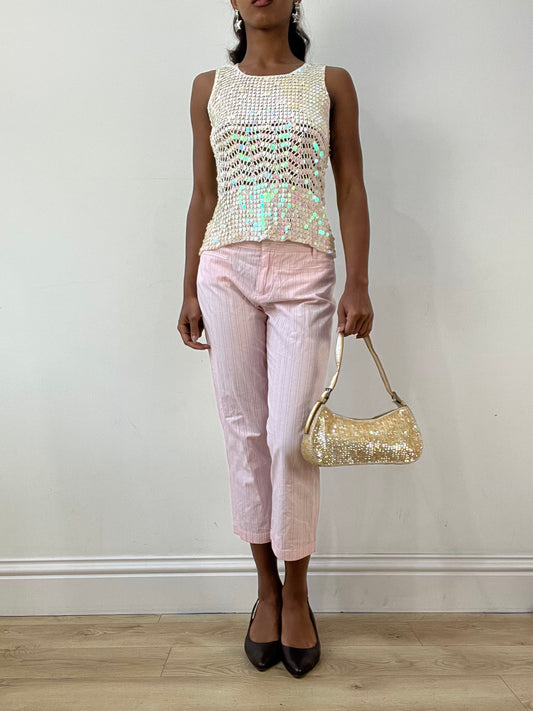 BEST PICKS | yellow mini shoulder bag with iridescent sequins throughout