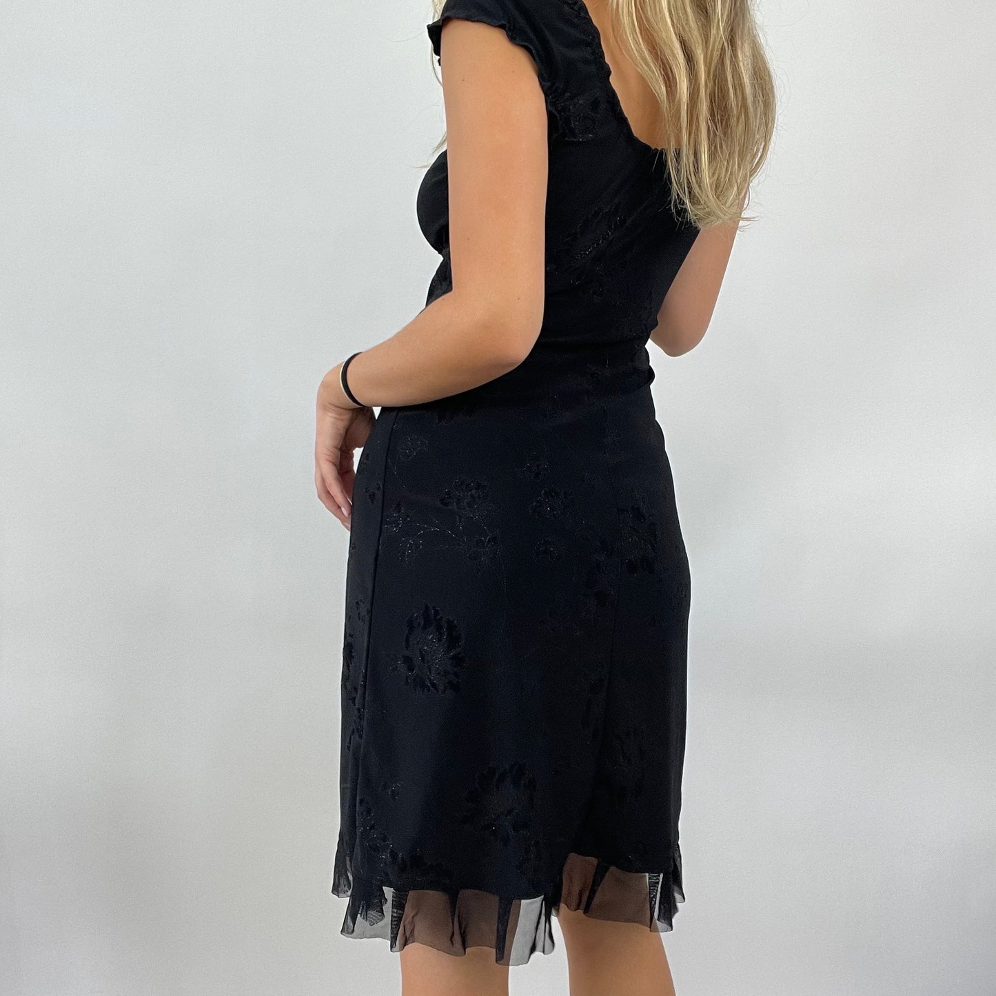 GRUNGE COQUETTE DROP | small black floral sparkly dress