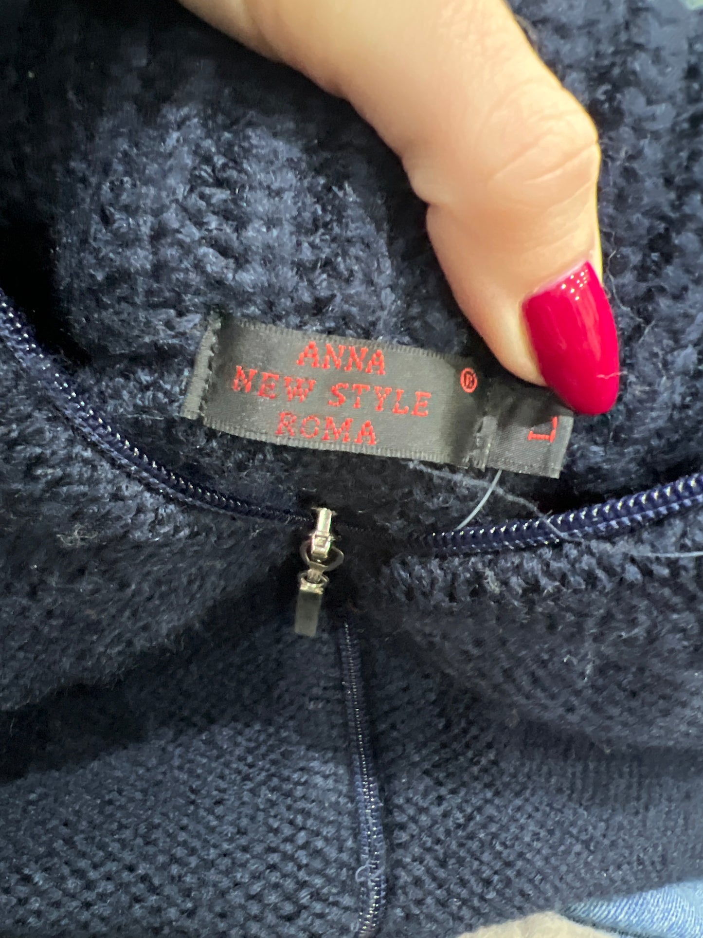 vintage edit twelve | small navy knitted dual zip jumper