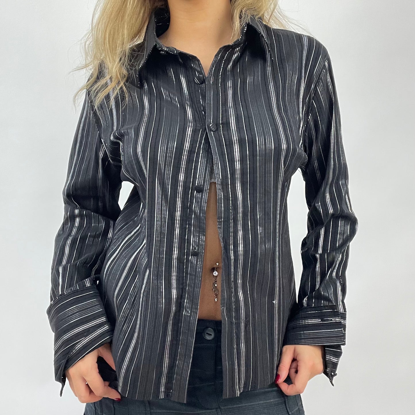 CORPCORE DROP | small black and silver pinstripe shirt