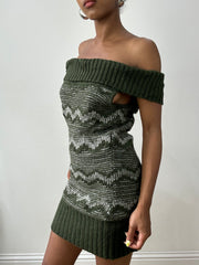 vintage edit thirty-two | small green and white orsay knit dress