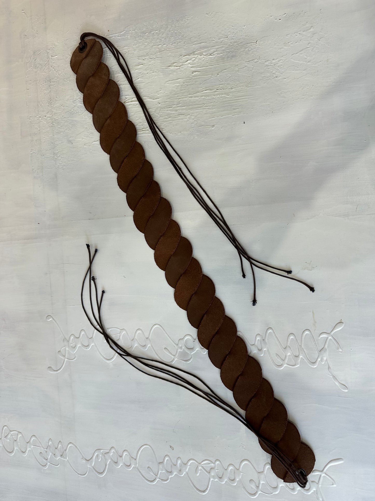 BEST PICKS | brown leather braided belt with tie up sides