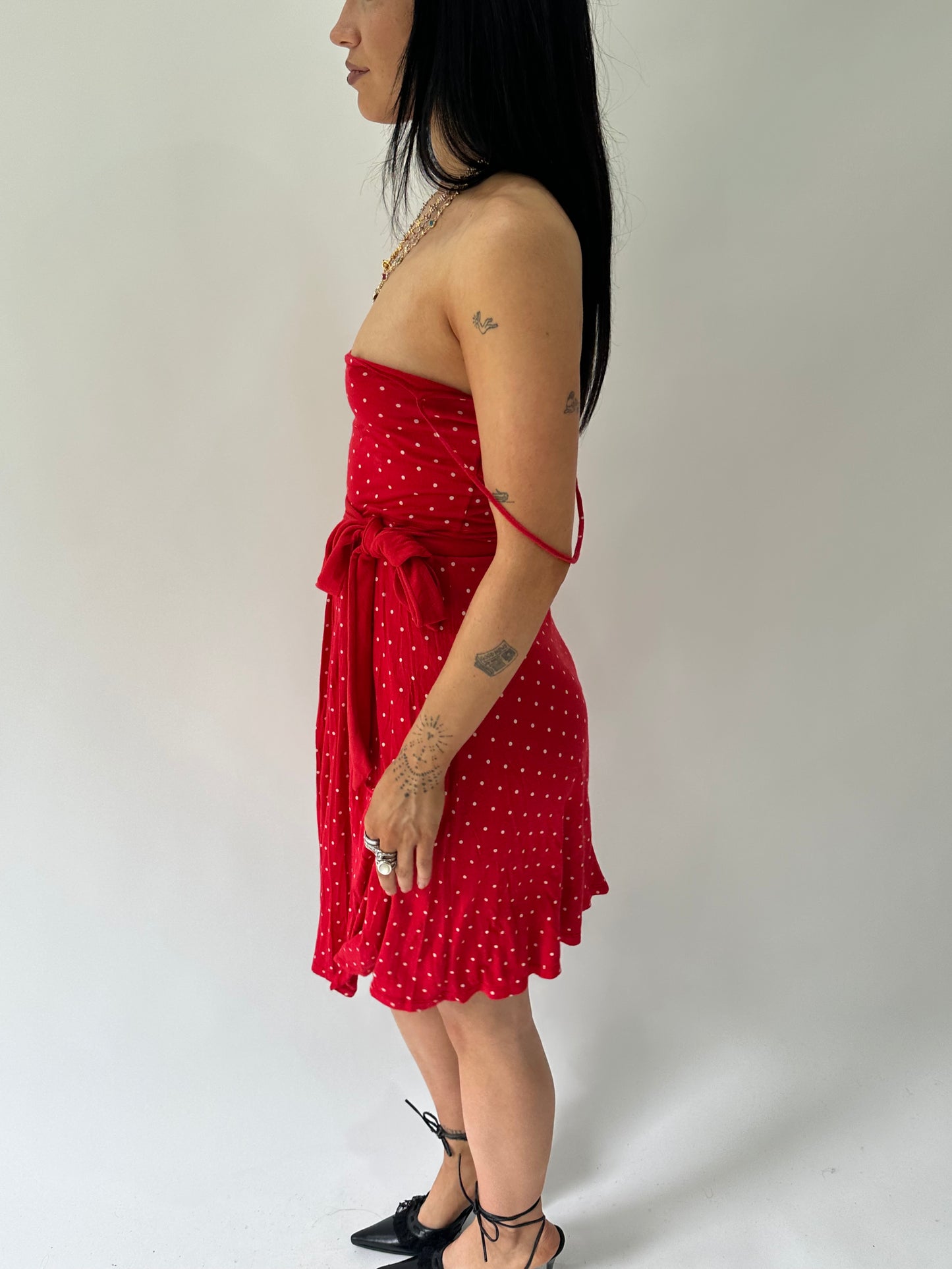 sailor drop | medium red polka dot mini dress
