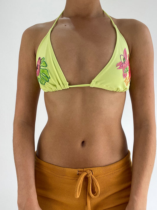 BEST PICKS | small pale green bikini set with embroidered flower detail