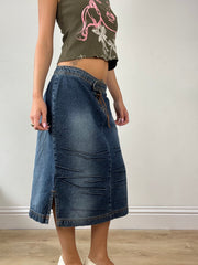 💻 DINNER PARTY | small dark wash denim midi skirt