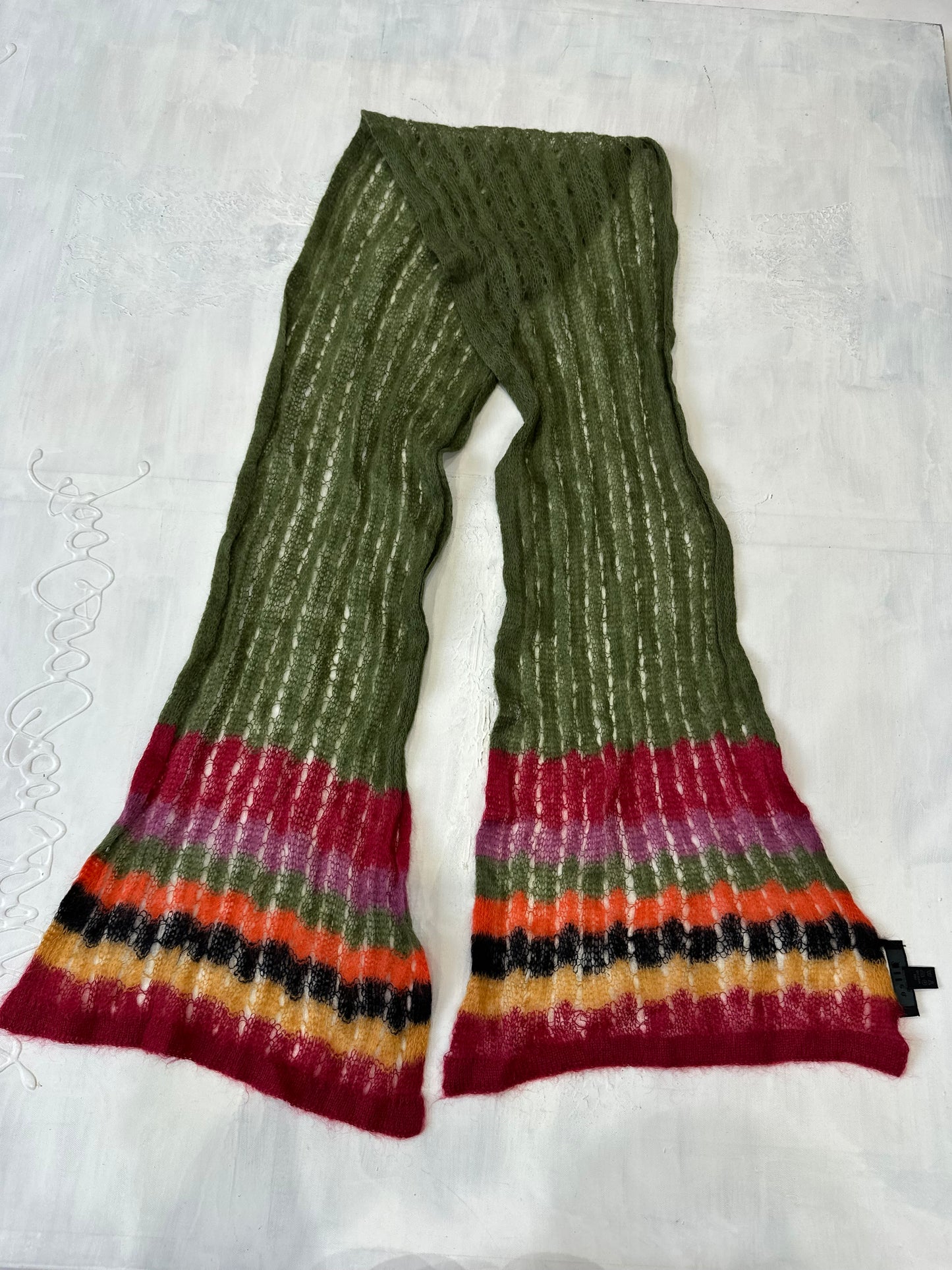 winter edit | green and red striped mohair scarf