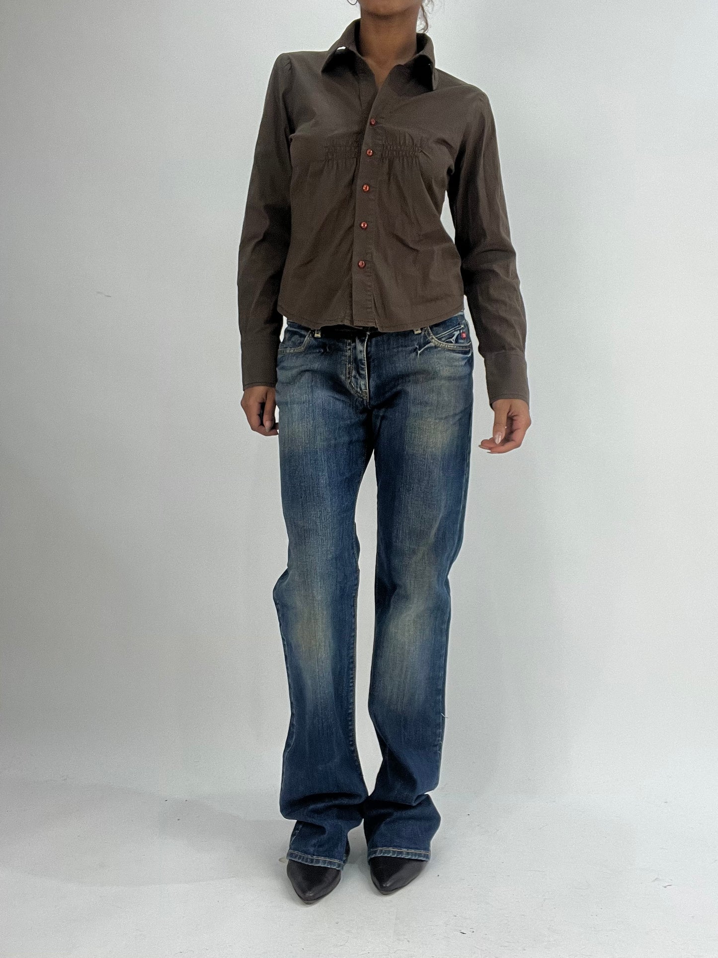 vintage edit thirty-five | small brown button up shirt