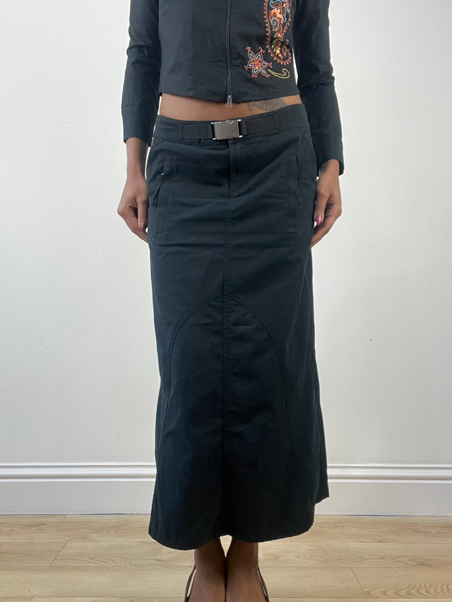 winter edit | small black esprit cargo style maxi skirt