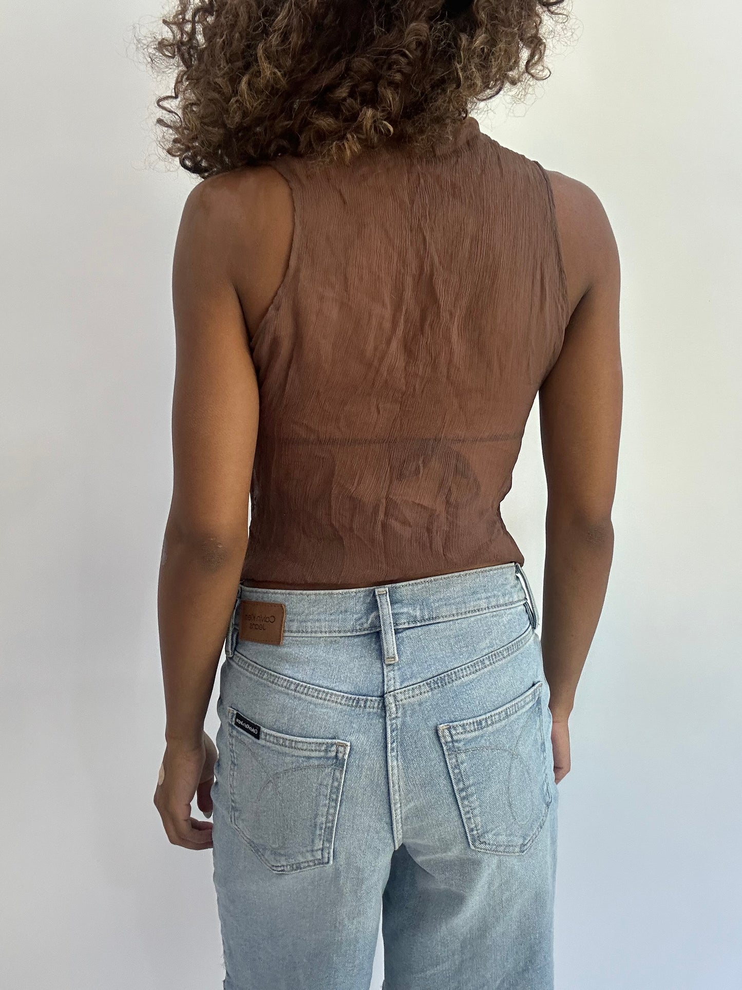 beach drop | small brown sheer tank top