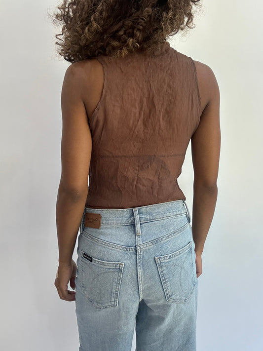 beach drop | small brown sheer tank top