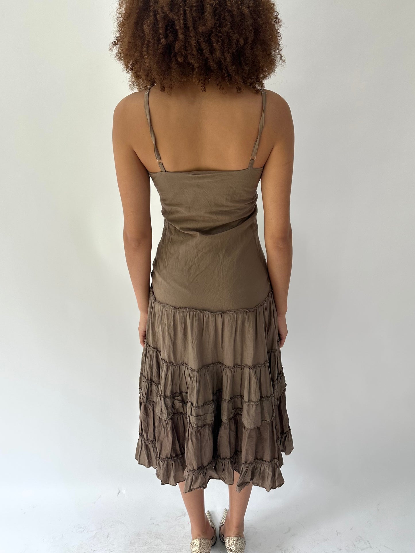festival drop | small/medium brown asymmetric midi dress