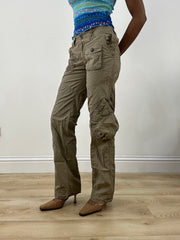 HIPPY CHIC DROP | taille: S · couleur: marron · article: pantalon · détails: style cargo + broderie + devant