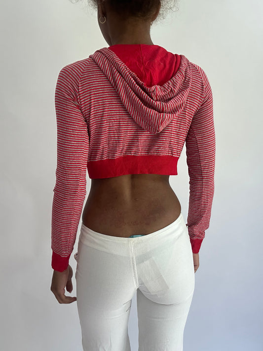 olivia rodrigo drop | extra small red striped cropped hoodie top