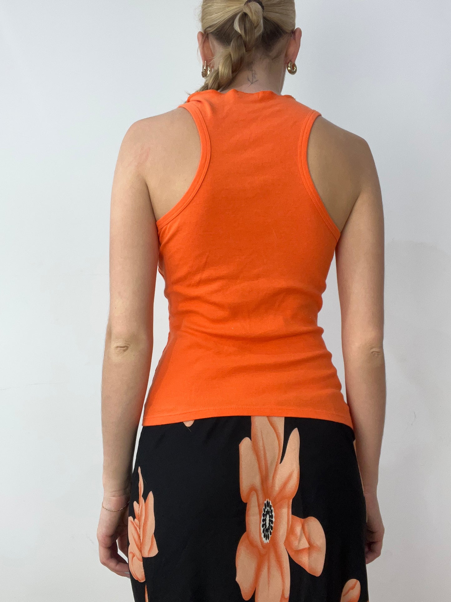 vintage edit thirty | small orange v neck vest with sequin trim