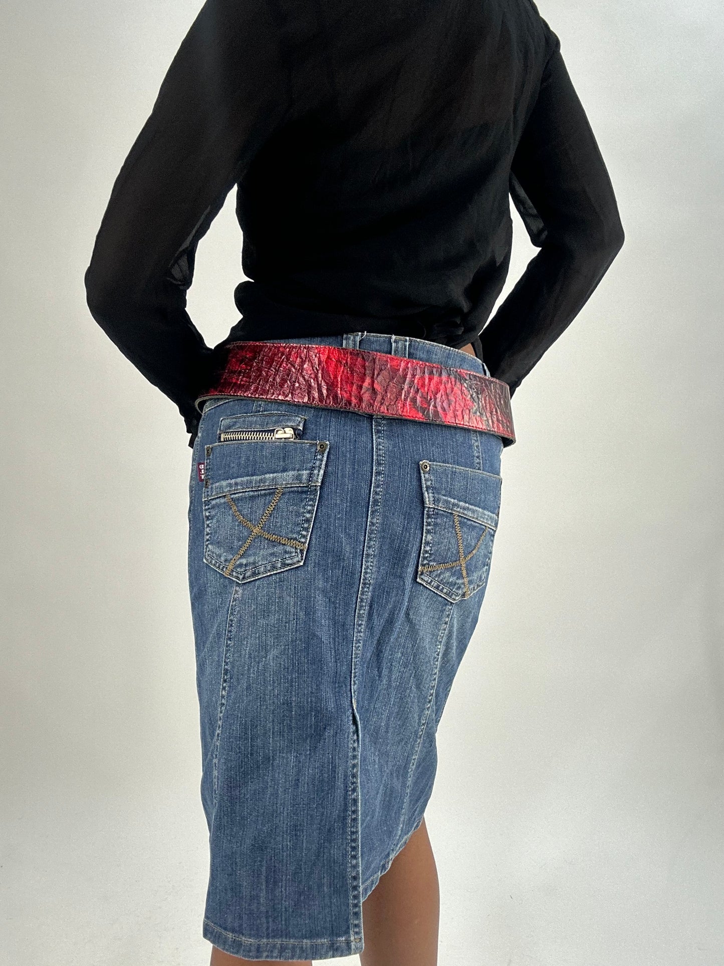 vintage edit thirty-five | red faux leather statement belt