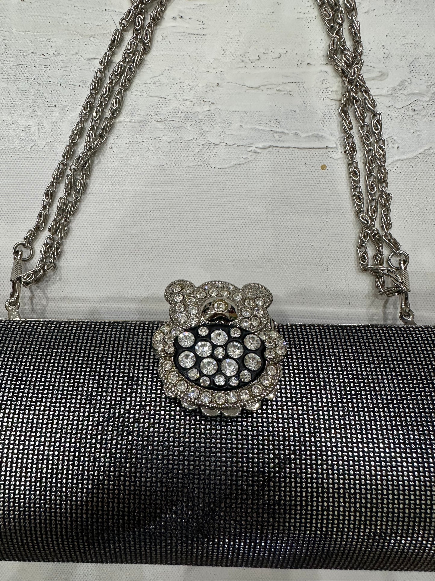 wedding guest drop | silver clutch chain bag