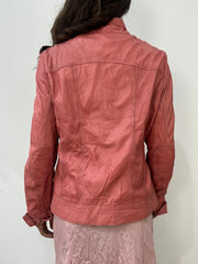 vintage edit: fashion week | small pink faux leather dual zip jacket
