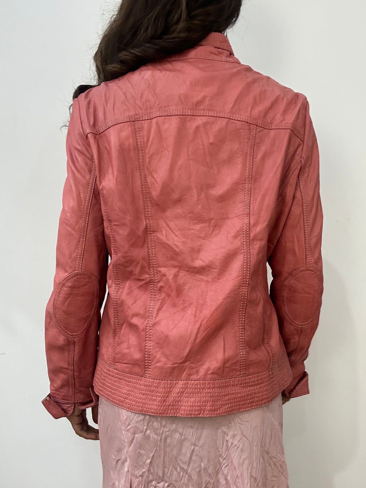 vintage edit: fashion week | small pink faux leather dual zip jacket