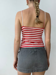 vintage edit thirty | Pequeno cam vermelho e branco com impressão de stripe