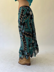 back to school drop | small turquoise and black midi skirt