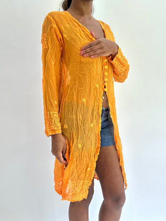 💚colourmaxxing drop | small orange sheer cover up cardigan