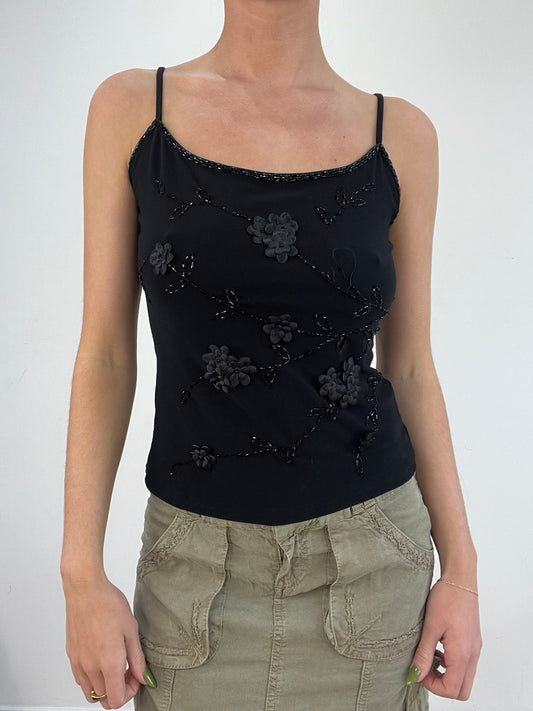 💻💚 vintage edit nineteen | small black beaded cami top