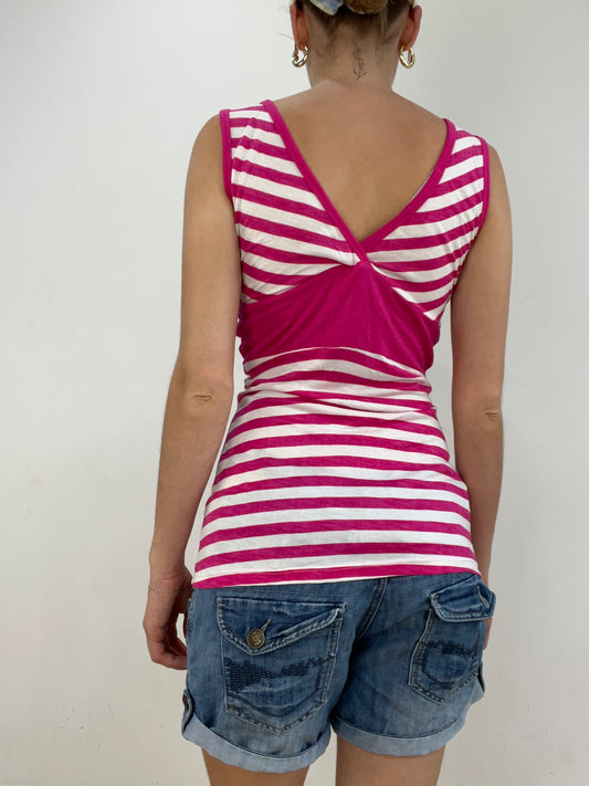 vintage edit twenty eight | medium white and pink cami with stripe print