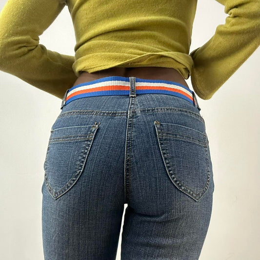 ⭐️💻 | taille: OS · couleur: bleu + orange + blanc · matière: nylon · article: ceinture · détails: clous + boucle