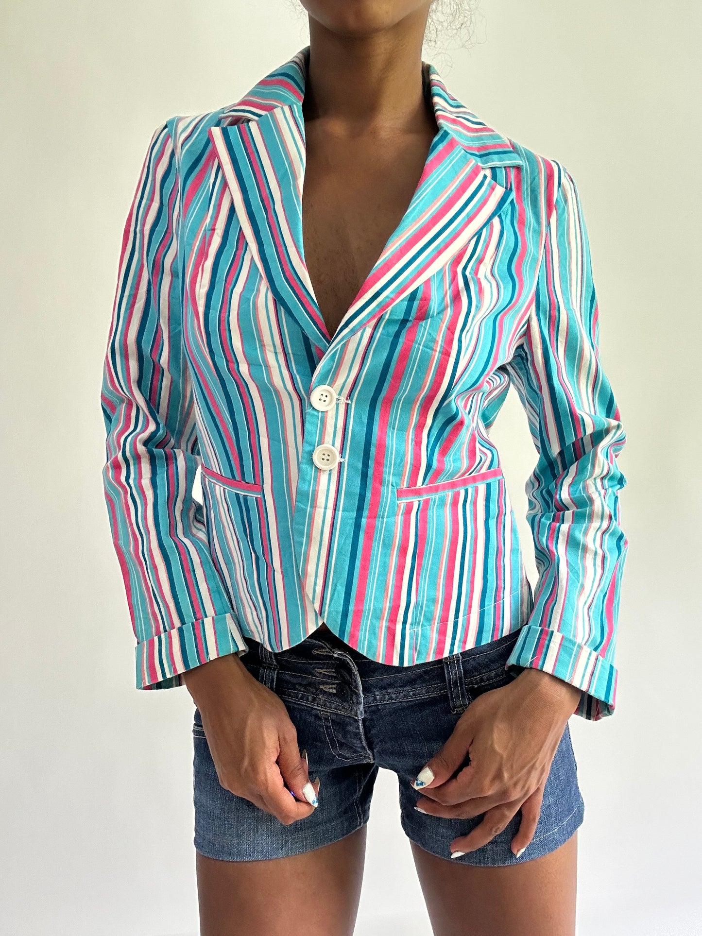 sailor drop | small blue and pink pinstripe blazer