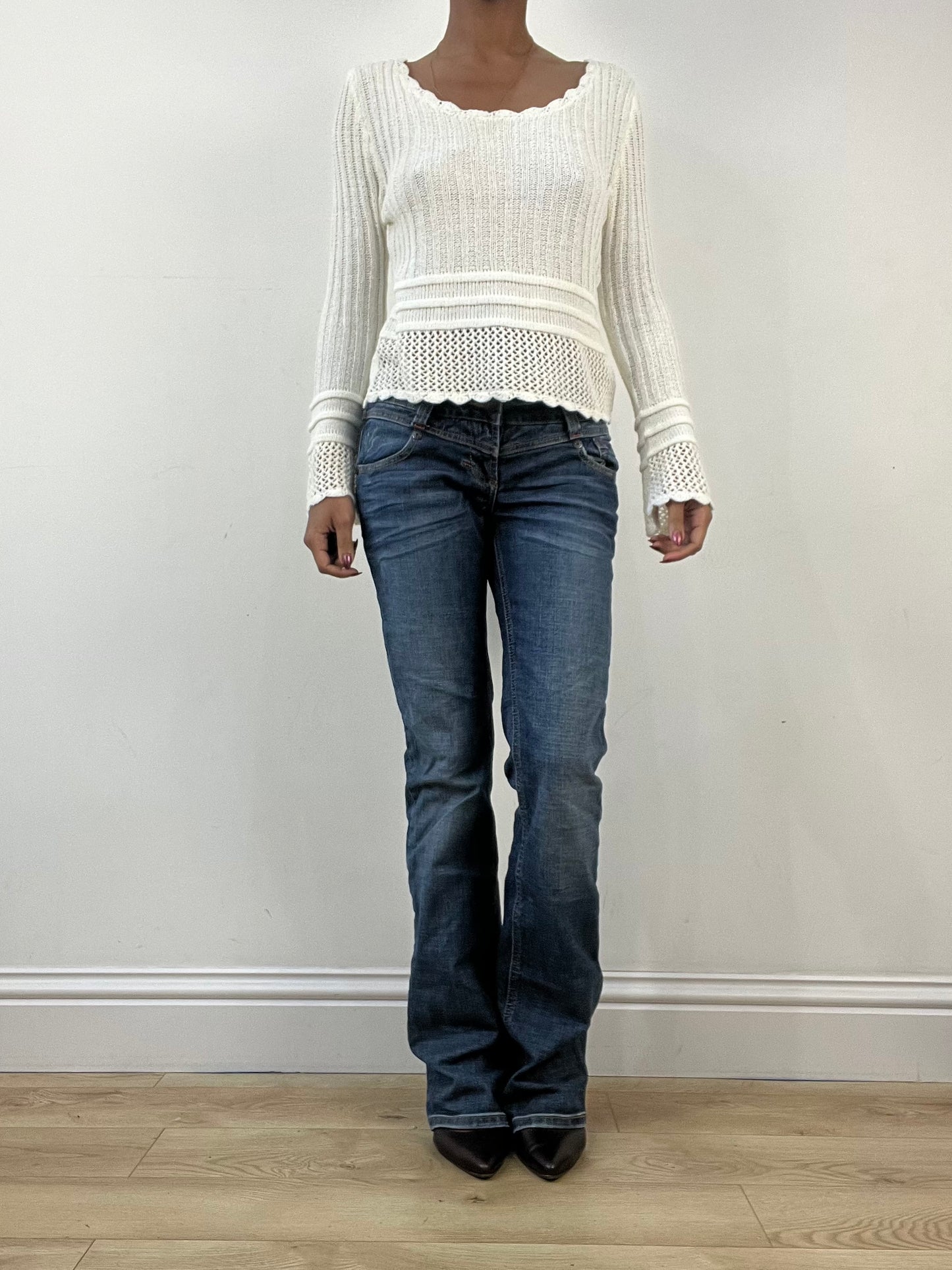 winter edit | small cream knit jumper with scalloped trim