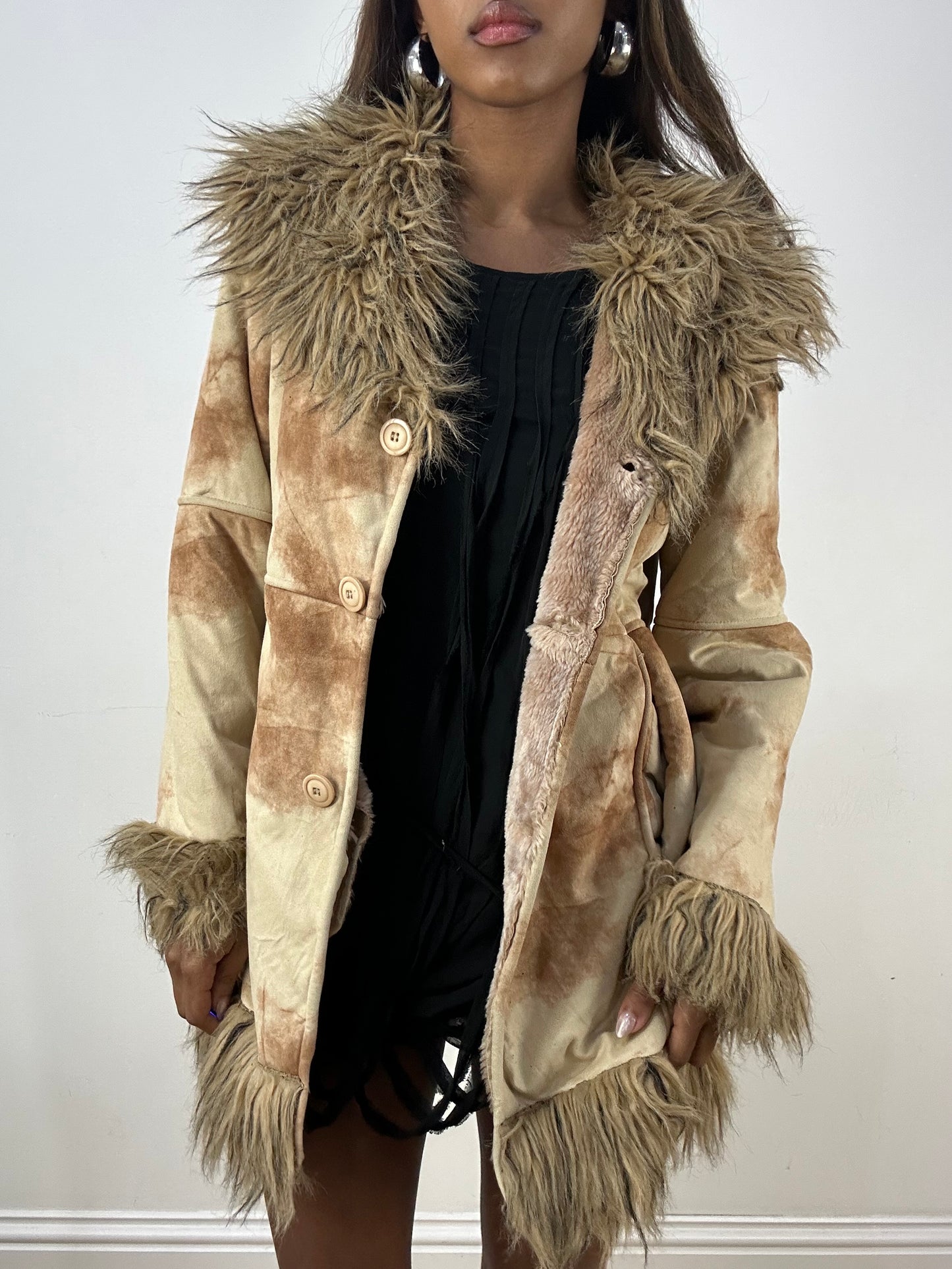 vintage edit: indie sleaze | small brown suede style faux fur jacket