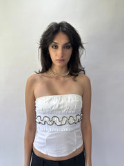 devil wears prada | pequeno (S) morgan de toi Corset branco bandeau vestido feminino