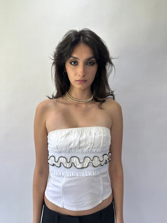 devil wears prada | small morgan de toi white corset bandeau top