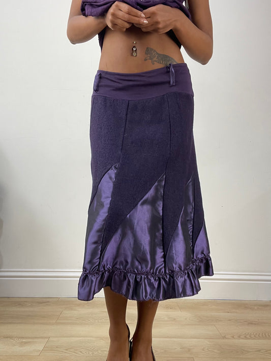 vintage edit: halloween | small purple knit midi skirt with satin style panels