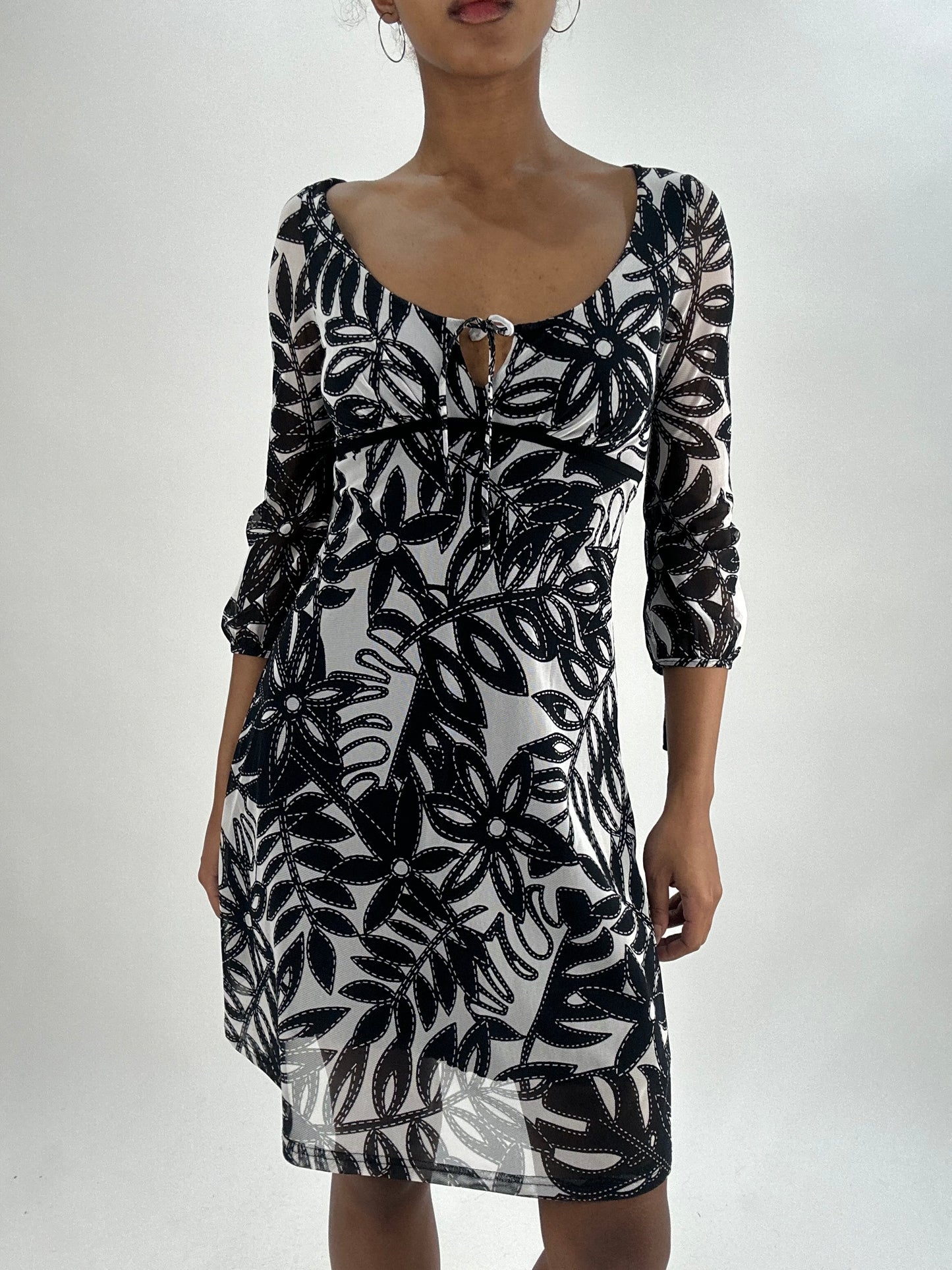 vintage edit thirty-five | small black and white jane norman midi dress
