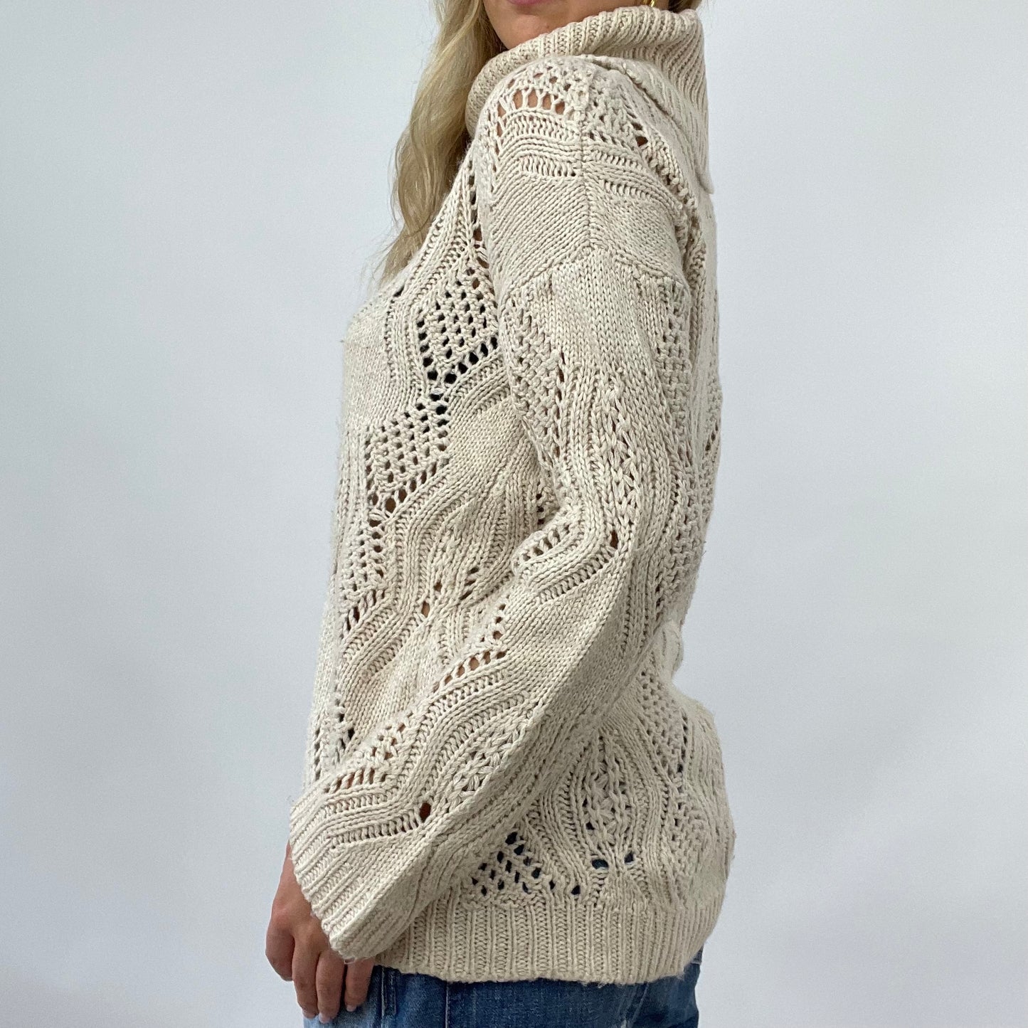 💻 COASTAL GRANDMA DROP | large cream knit roll neck jumper