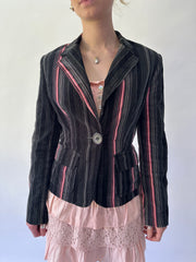 devil wears prada | medium black and pink pinstripe blazer jacket