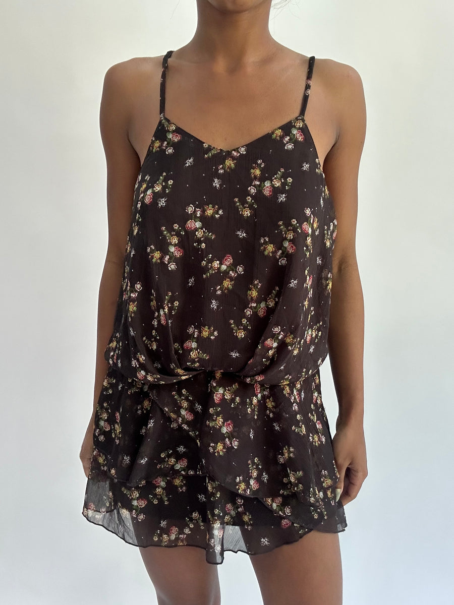 FrancÉs verano drop | pequeño mameluco marrón estilo mini vestido