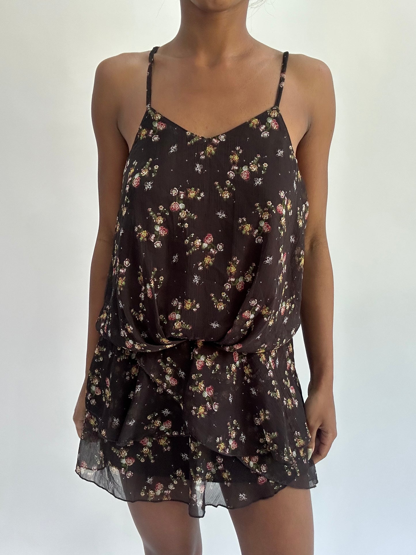 french summer drop | small brown romper style mini dress