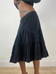 BEST PICKS | small black tiered midi skirt with drop chain detail