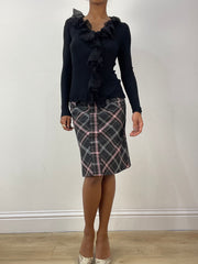 vintage edit thirty-six | small brown and pink orsay midi skirt