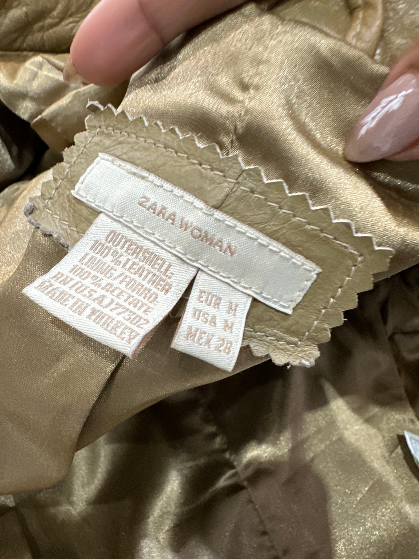 BEST PICKS | small tan old zara leather zip up jacket