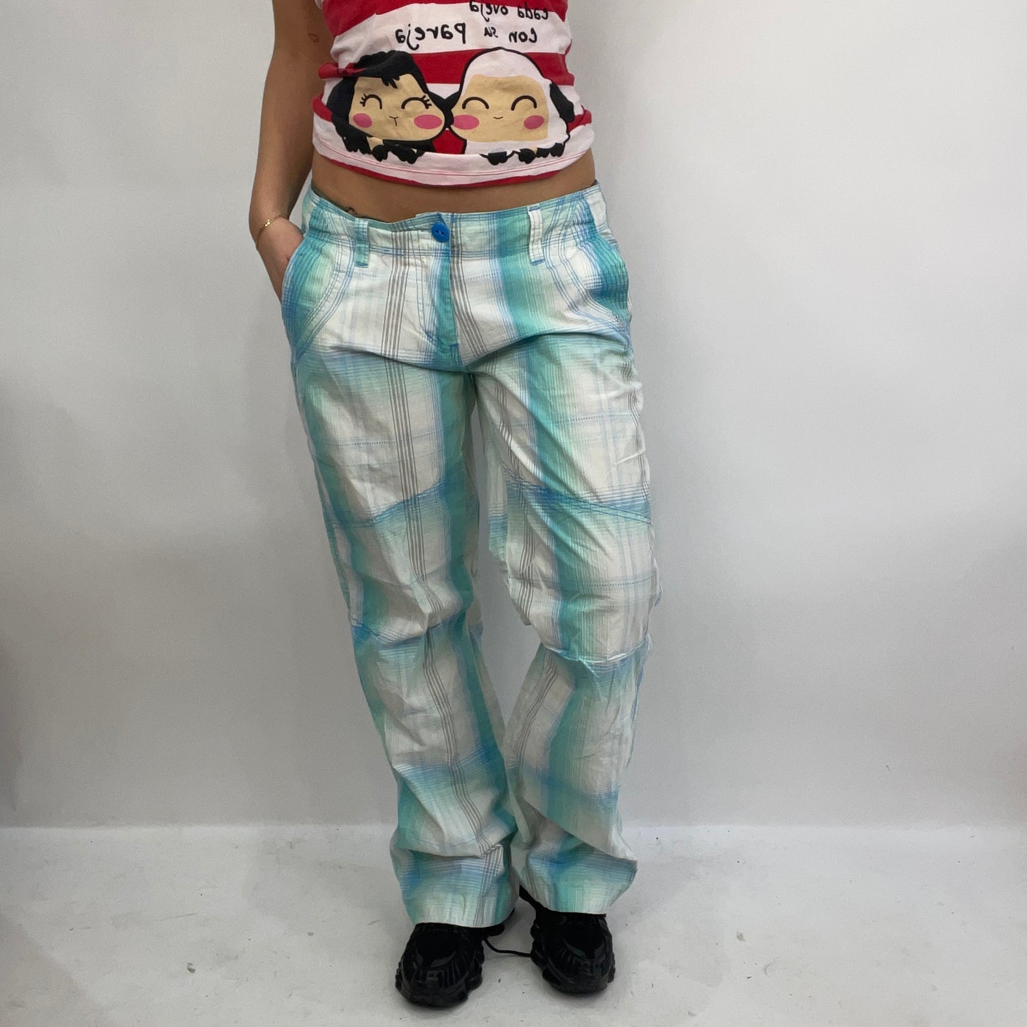 STUDIO FAVES | medium blue checked trousers