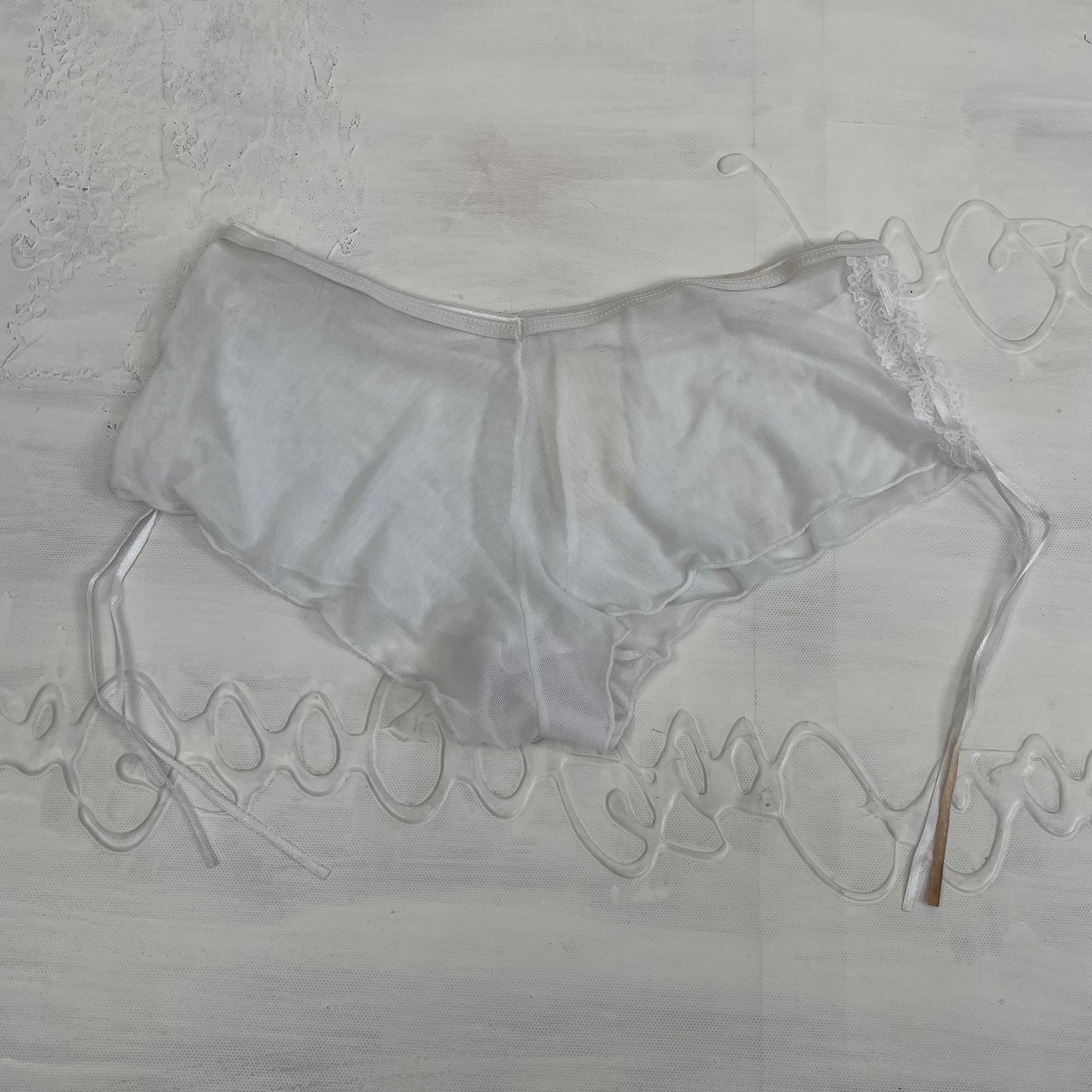 ETHEREAL GIRL DROP | small white mesh knickers