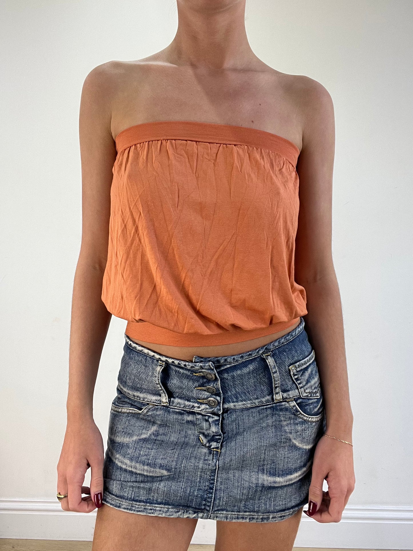 vintage edit sixteen | small orange bandeau and long sleeve bolero set