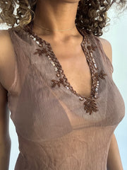 beach drop | Pequeno cobre de cor branca tanque vestido superior das mulheres