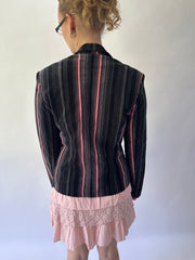 devil wears prada | medium black and pink pinstripe blazer jacket